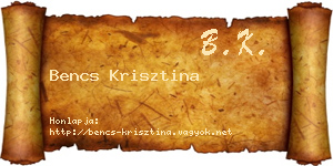 Bencs Krisztina névjegykártya
